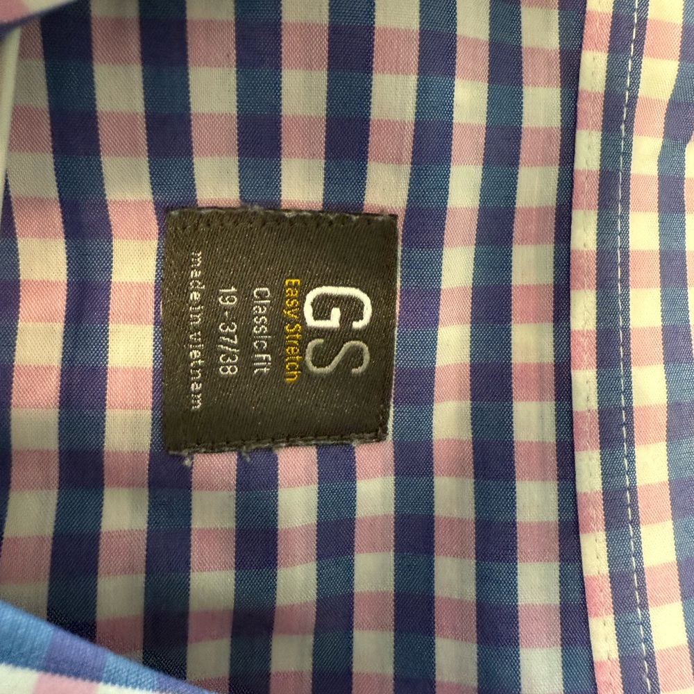 Men's Blue and Pink Checkered Shirt